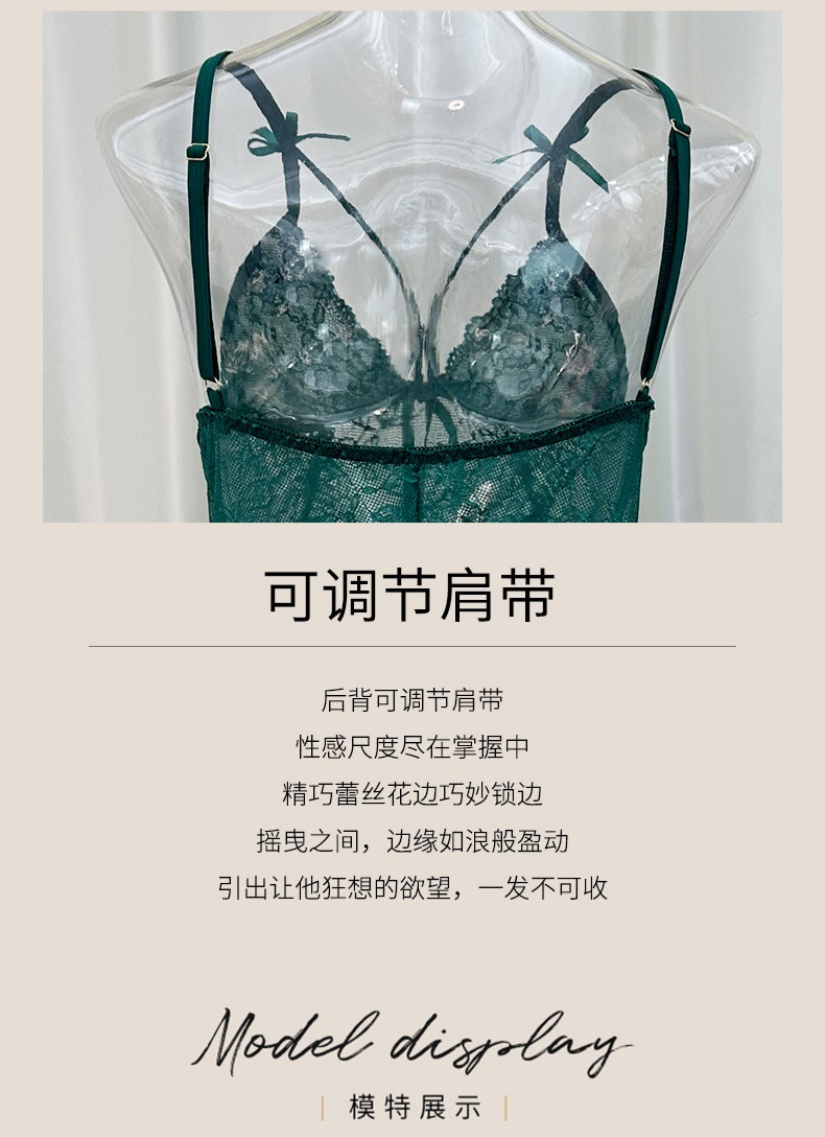 新款睡裙女夏季新款蕾丝法式吊带网纱V领高开叉蕾丝睡裙吊带睡裙详情6