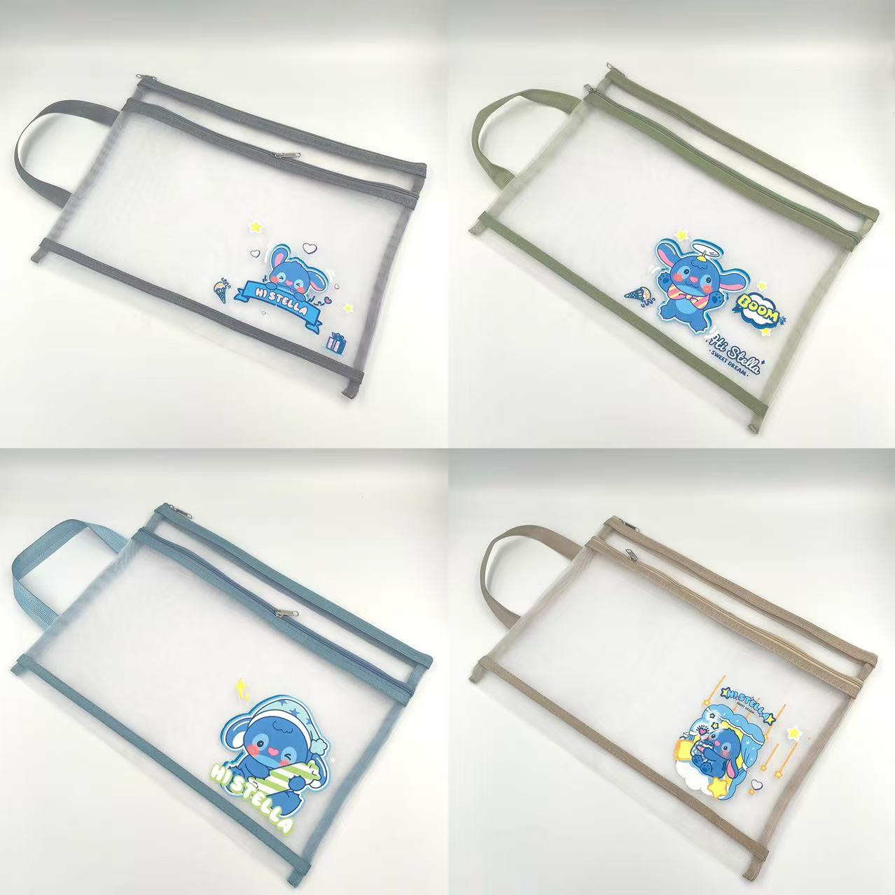 A4 double-layer zipper bags, office materials bags, net bags, file bags, factory direct sales, student test paper bags, ticket bags