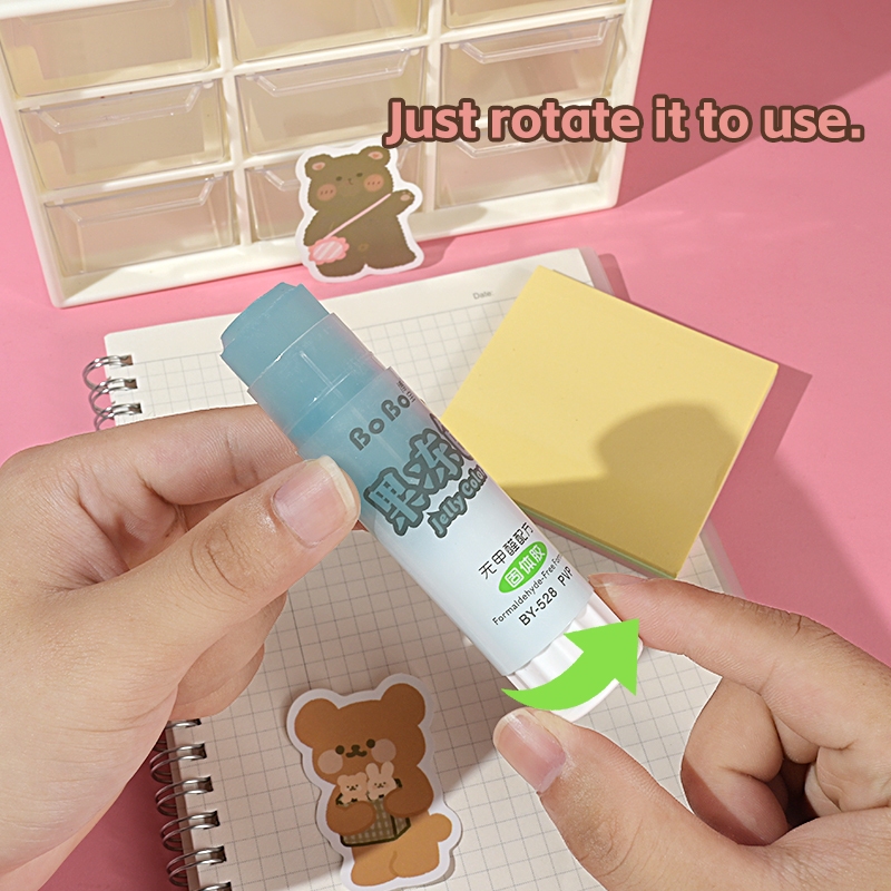 The E-528 PVP solid adhesive 21g is a student-specific eco-friendly solid adhesive that bonds quickly, is odorless and free of formaldehyde Item Picture