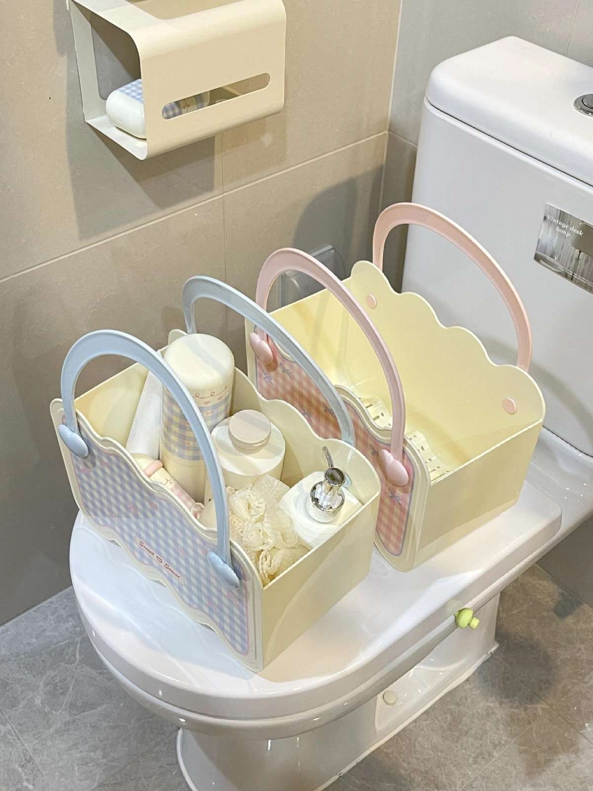 S137-1065 Dormitory Essentials: High Appearance level Bath basket, student portable washbasin basket, bathroom storage detail image 6