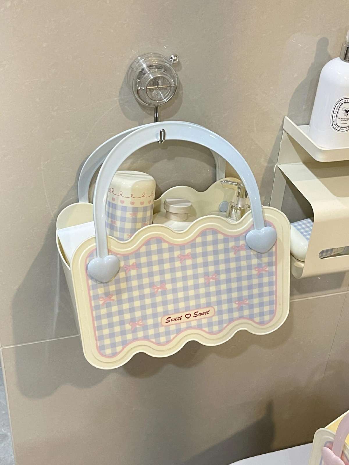 S137-1065 Dormitory Essentials: High Appearance level Bath basket, student portable washbasin basket, bathroom storage detail image 2