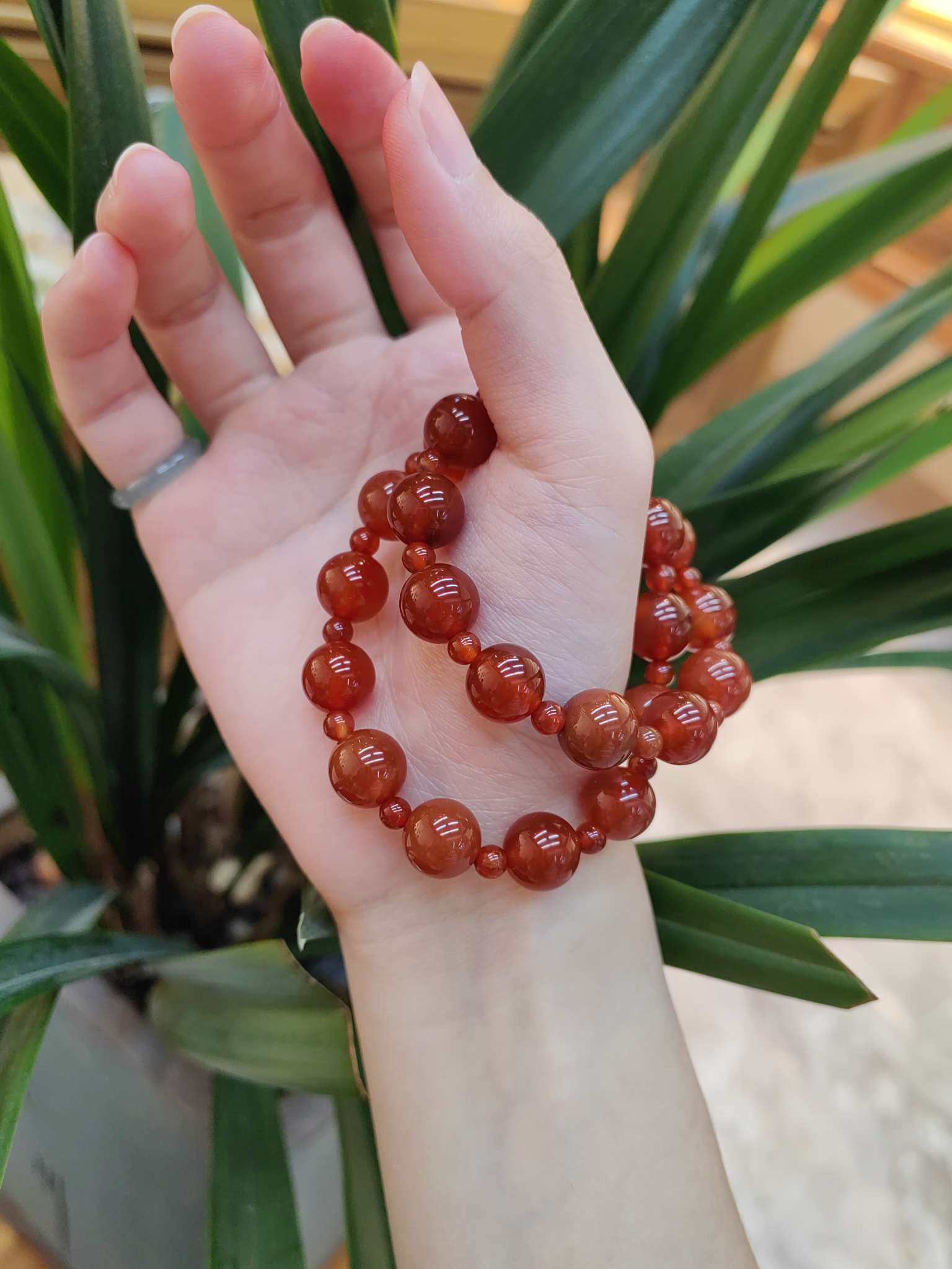 道毅珠宝 许我耀眼许妍同款赵露思同款红玛瑙双圈手串显白女生情侣手串手链明星同款手串本命年手串平价天然玛瑙平价高货详情图5