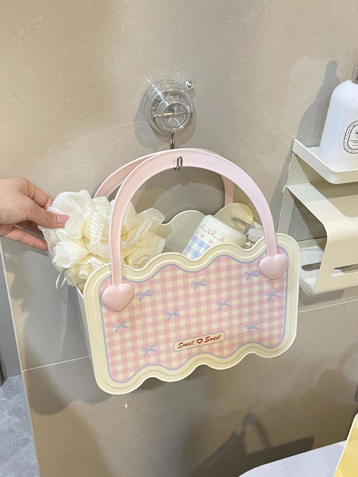 S137-1065 Dormitory Essentials: High Appearance level Bath basket, student portable washbasin basket, bathroom storage detail image 8