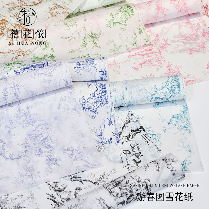 "Xi Hua Nong You Chun Tu" flower wrapping paper, hand-rolled pear paper, diy inner lining paper, flower shop materials
