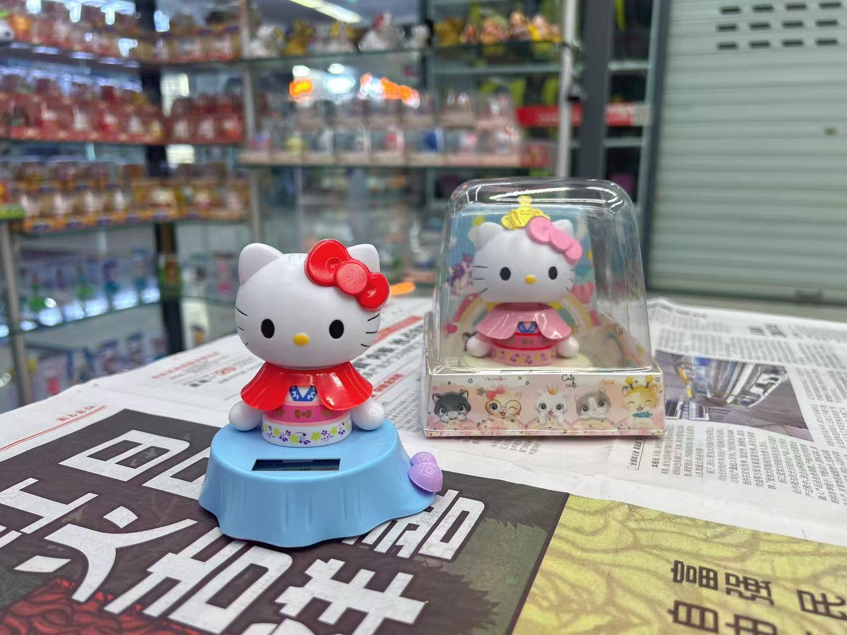 太阳能摇头凯蒂猫汽车饰品摆件创意卡通可爱KT点头猫手办玩具礼品详情4