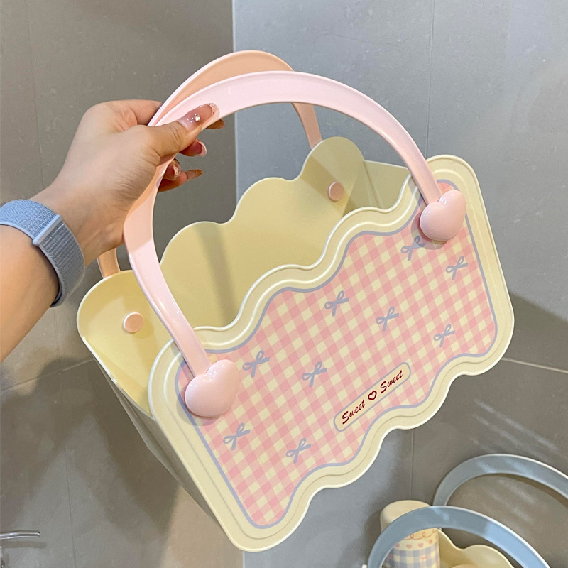 S137-1065 Dormitory Essentials: High Appearance level Bath basket, student portable washbasin basket, bathroom storage Specification image