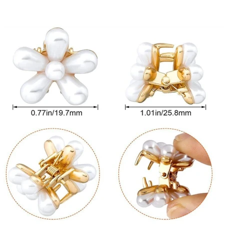 Retro pearl flower small grab clips for braids, decorative small hair clips, sweet hair accessories, bangs clips Retro pearl flower small grab clips for braids, decorative small hair clips, sweet hair accessories, bangs clips