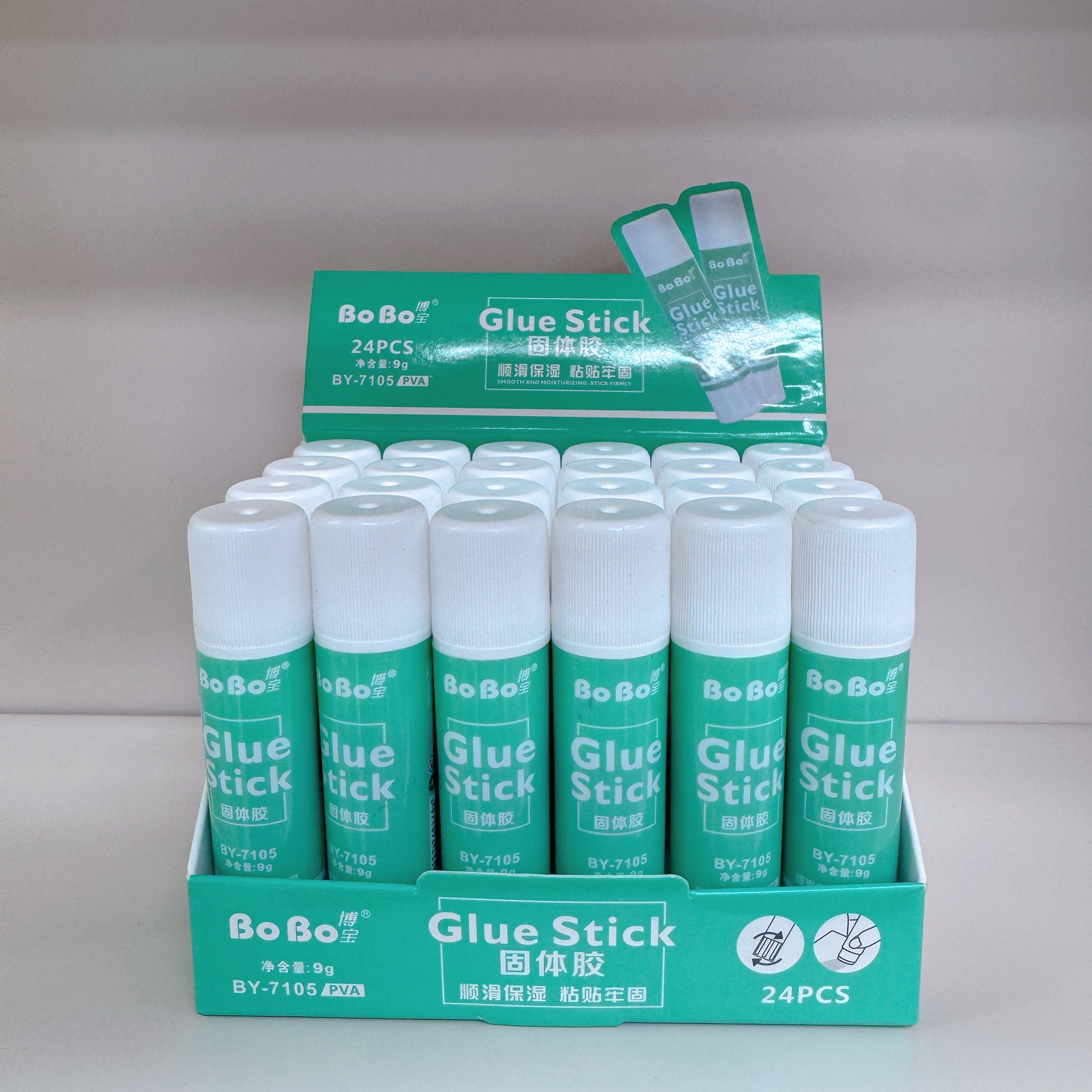 The BY-7105 PVA Solid Adhesive 9g is a student-specific eco-friendly solid adhesive that bonds quickly, is odorless and free of formaldehyde full figure