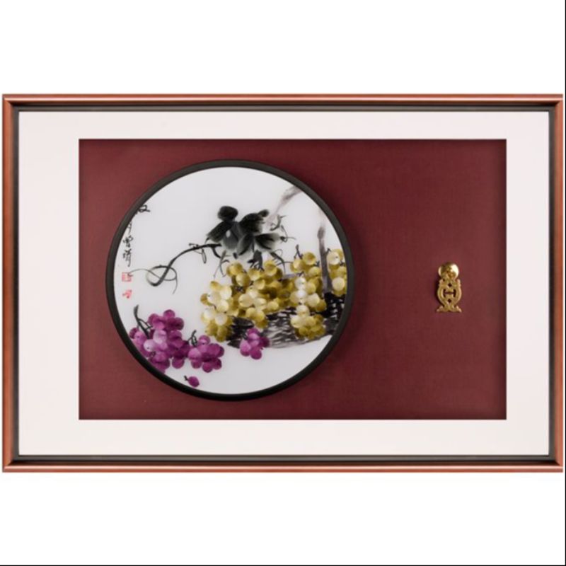 电表箱书房小餐厅 紫气东来葡萄纯手工刺绣 51*77cm