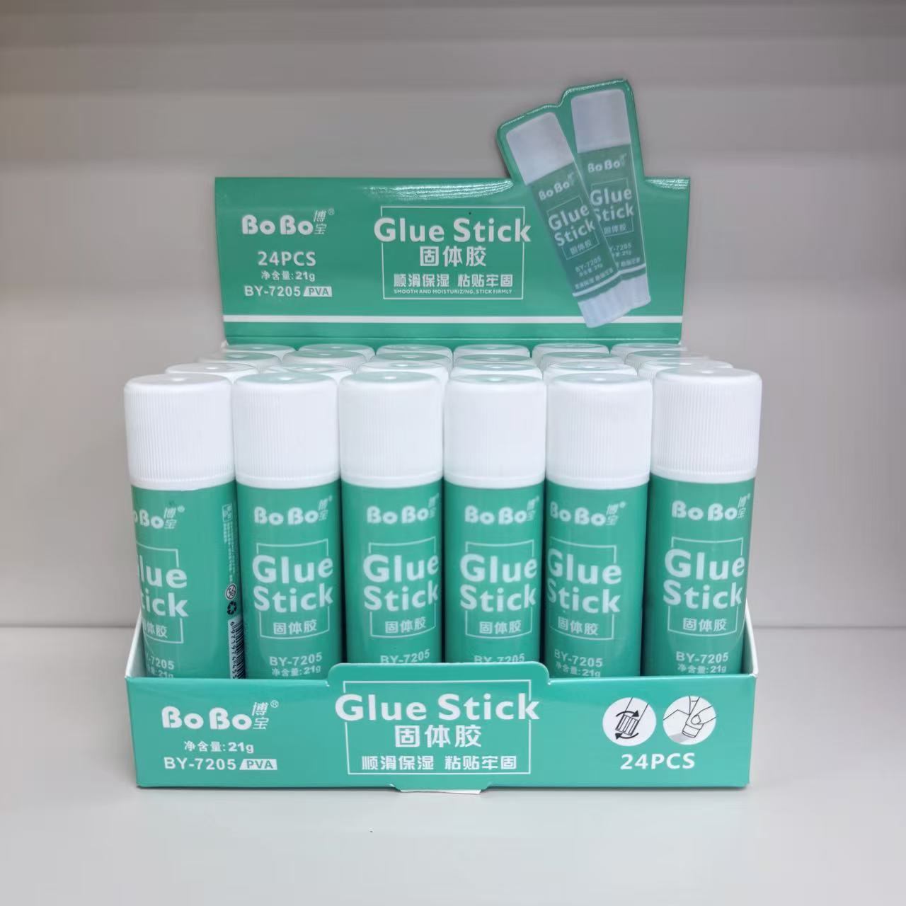 BY-7205 PVA Solid Adhesive 21g, a special eco-friendly solid adhesive for students, is fast and easy to bond, odorless and free of formaldehyde full figure