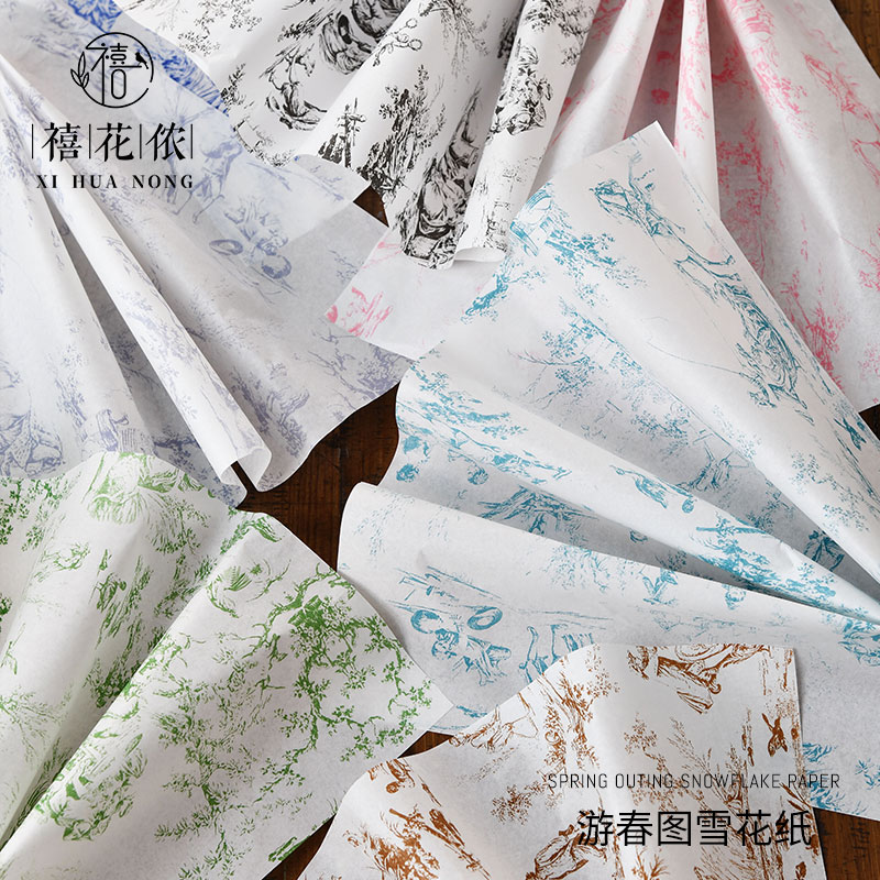 "Xi Hua Nong You Chun Tu" flower wrapping paper, hand-rolled pear paper, diy inner lining paper, flower shop materials details Picture