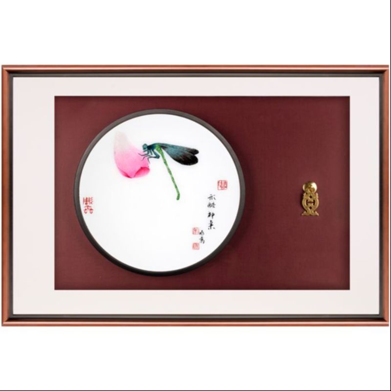 电表箱书房小餐厅写意蜻蜓 纯手工刺绣 51*77cm