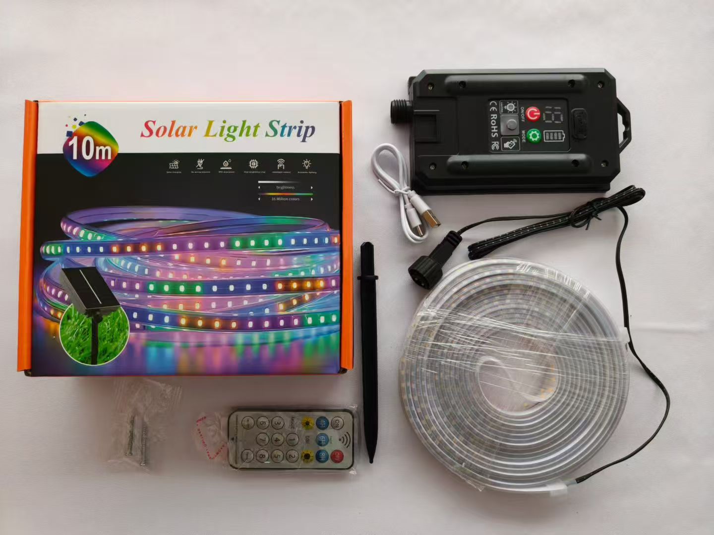 Solar-powered running lights, flowing water color light strips, outdoor waterproof neon lights, outdoor seven-color color-changing signs, led light strips details Picture