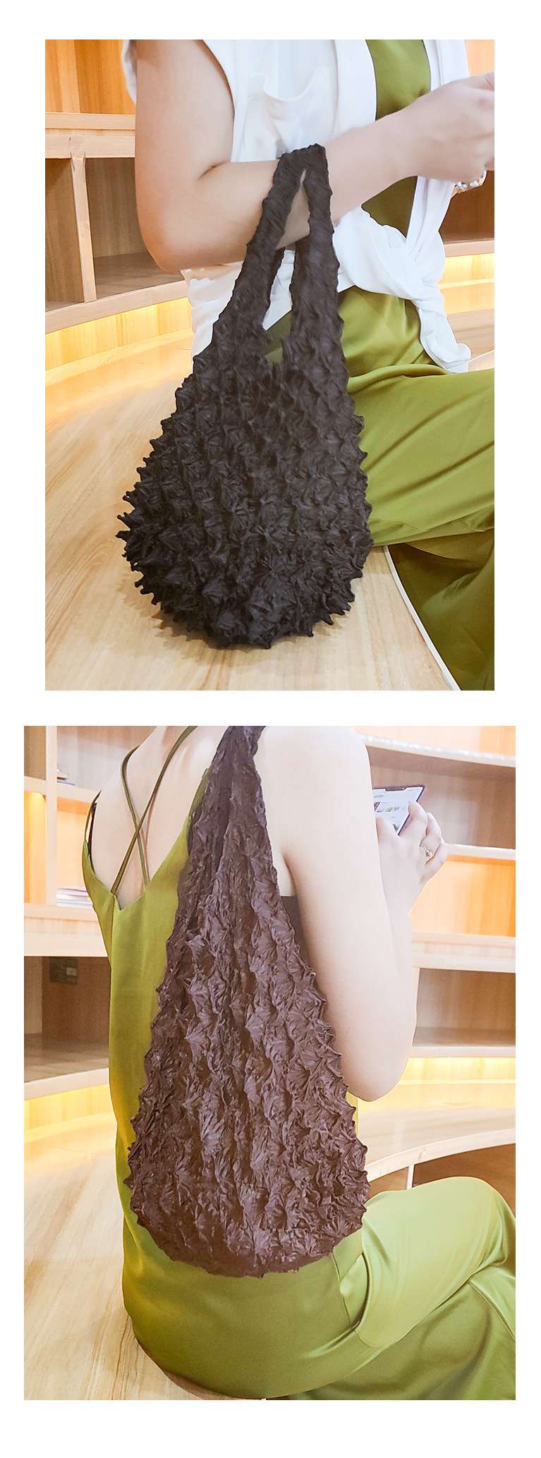 Sea urchin bag, durian bag slices, original, pure handcrafted, alternative bag, fashionable women's bag, multi-functional handbag, women's casual, versatile, trendy, lightweight, large capacity detail image 10