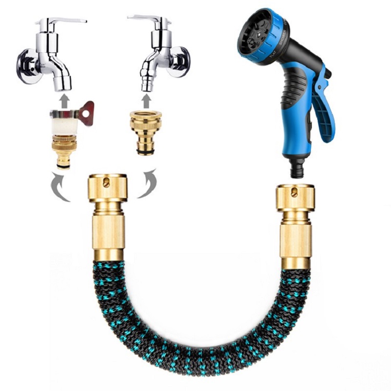 Garden 3x telescopic water pipe, multi-functional high-pressure car wash and floor flushing water pipe set, anti-freezing and sun-proof water pipe Specification image