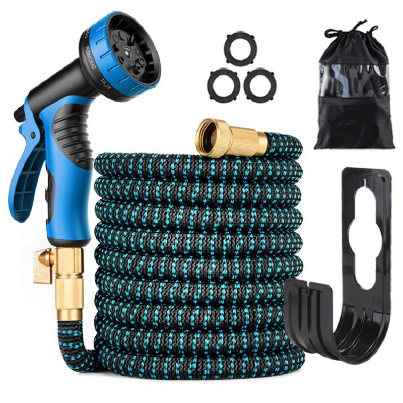 Garden 3x telescopic water pipe, multi-functional high-pressure car wash and floor flushing water pipe set, anti-freezing and sun-proof water pipe