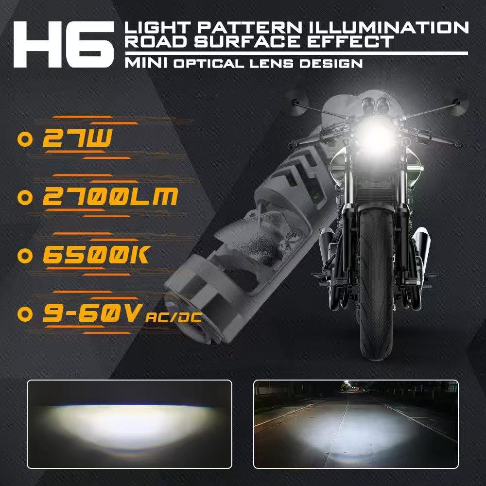 The newly designed 28W lens electric vehicle LED headlight P15D, lens motorcycle light T19, and the popular export product H6M Item Picture