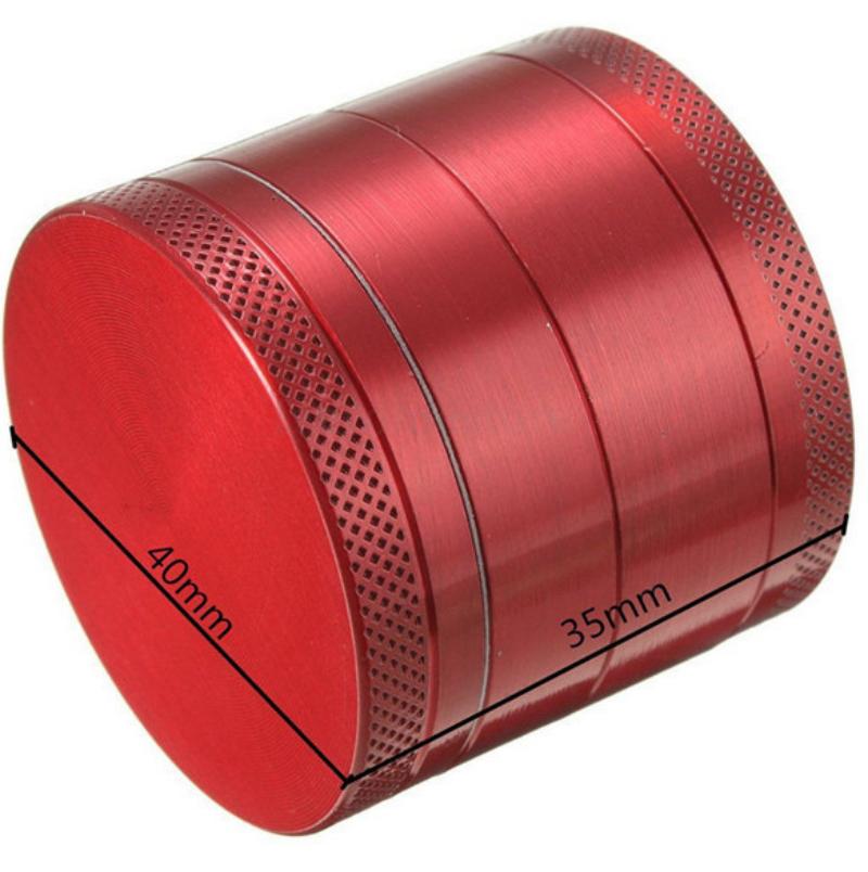 跨境直供40mm4层圆柱形磨烟器 圆形磨烟盒 碎烟器 卷烟器 研磨盒 红色