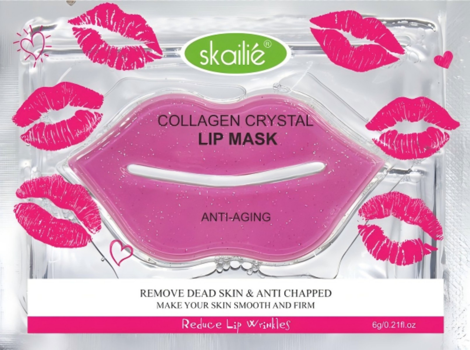 Wholesale Korean self-owned brand natural organic vegetarian hydrogel moisturizing pink collagen sheet lip mask Skailie pink/gold small mouth lip mask Application Scenario