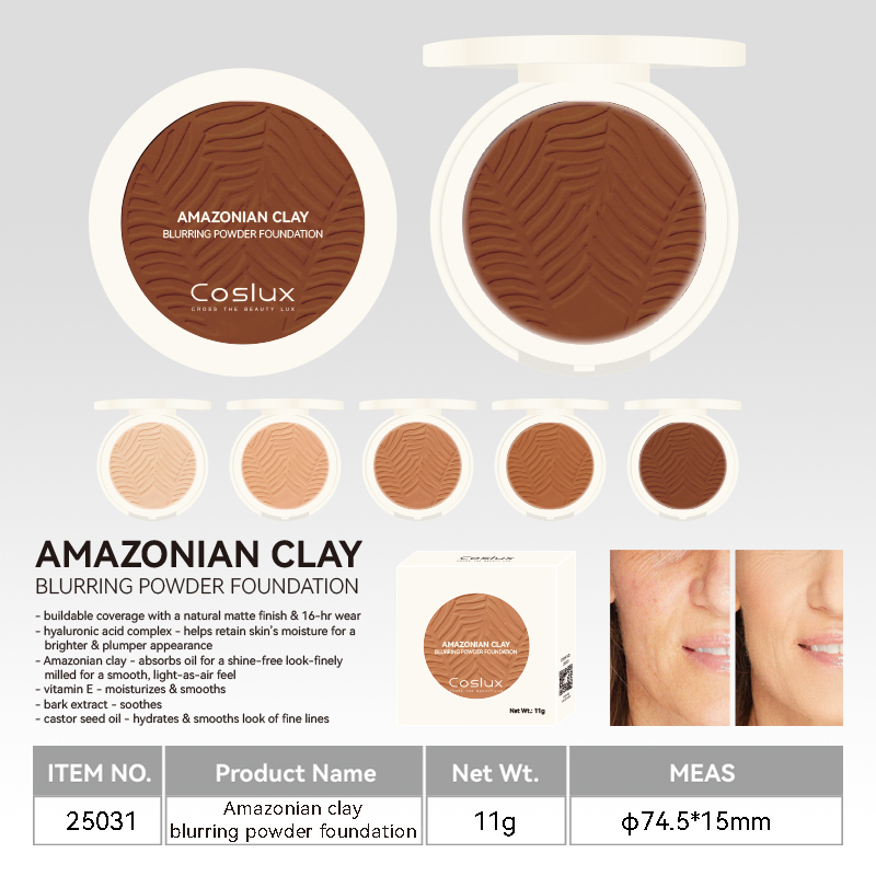 Amazon Clay Soft Focus Foundation Powder can create a natural matte finish that conceals concealer and lasts up to 16 hours. The hyaluronic acid complex locks in moisture from the skin details Picture