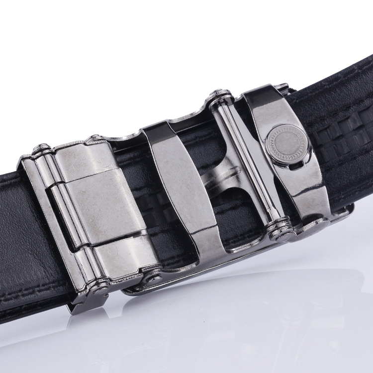 Cross-border bestseller black self-locking men's belt, men's casual belt, e-commerce gift, gift belt wholesale Item Picture