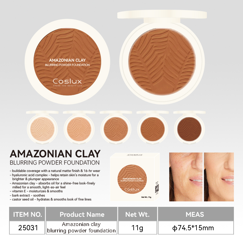 Amazon Clay Soft Focus Foundation Powder can create a natural matte finish that conceals concealer and lasts up to 16 hours. The hyaluronic acid complex locks in moisture from the skin Application Scenario