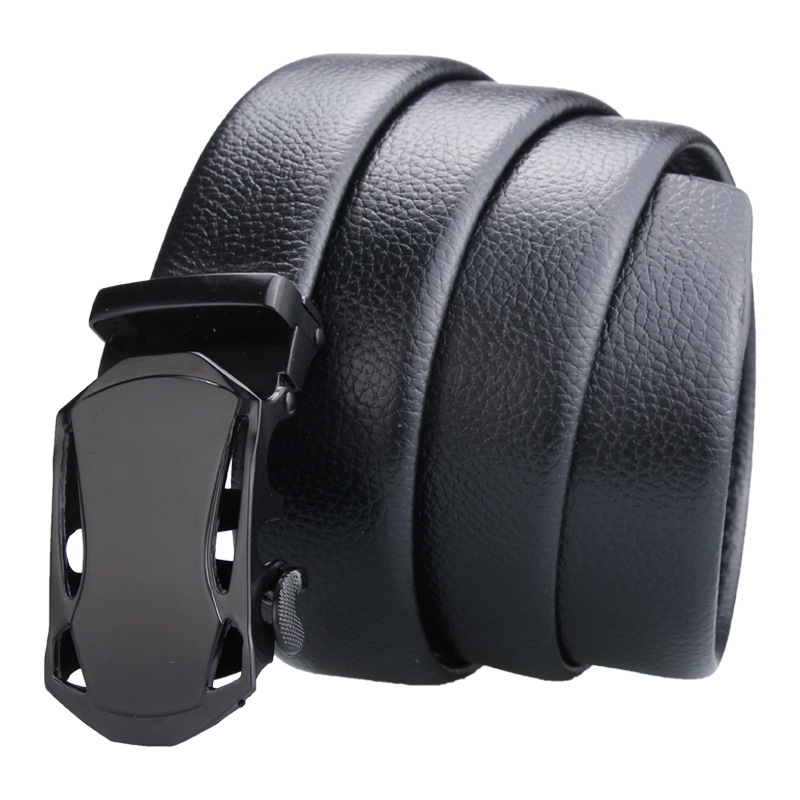 A large number of popular black sports car automatic buckle men's belt with edge straps in stock. One-stop shipping on Toutiao and Douyin details Picture