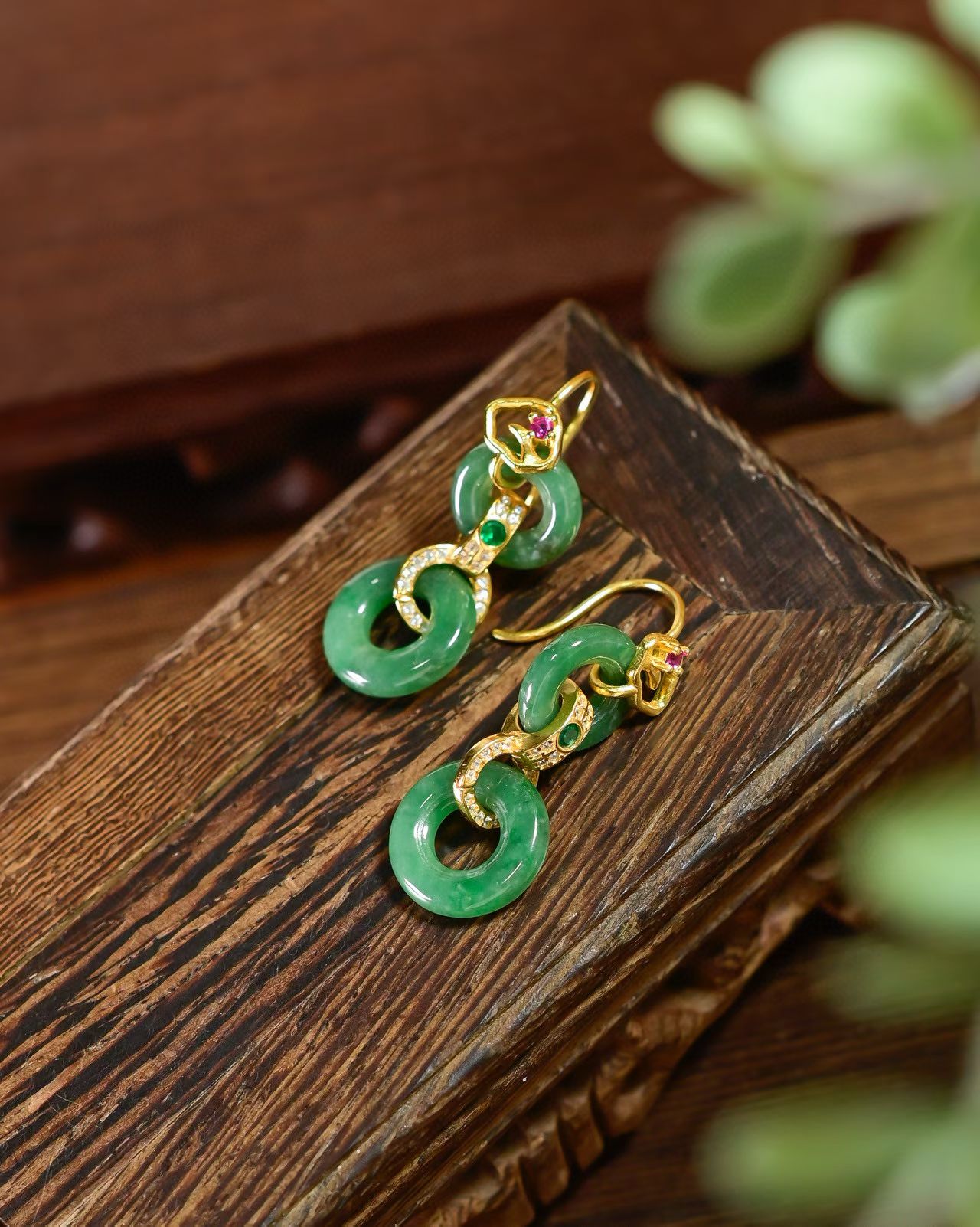 道毅珠宝天然A货翡翠双圈环环相扣925纯银镀金配饰扣子可打开一饰多戴款，总长度4cm详情图6