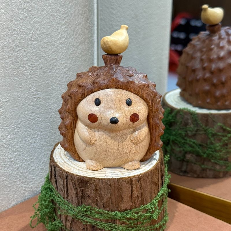 刺猬造型黄杨木乌檀木枫木创意文创产品摆件文玩装饰品实木工艺品送礼木雕