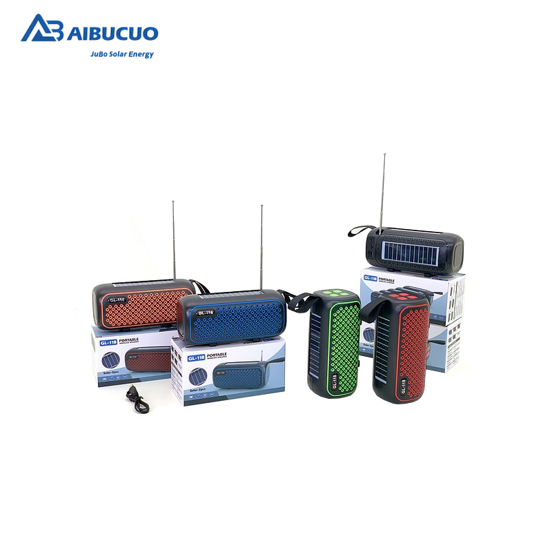 The new AIBUCUO GL-118 solar portable Bluetooth speaker, single-speaker subwoofer, radio and audio system, is a bestseller in Africa Specification image