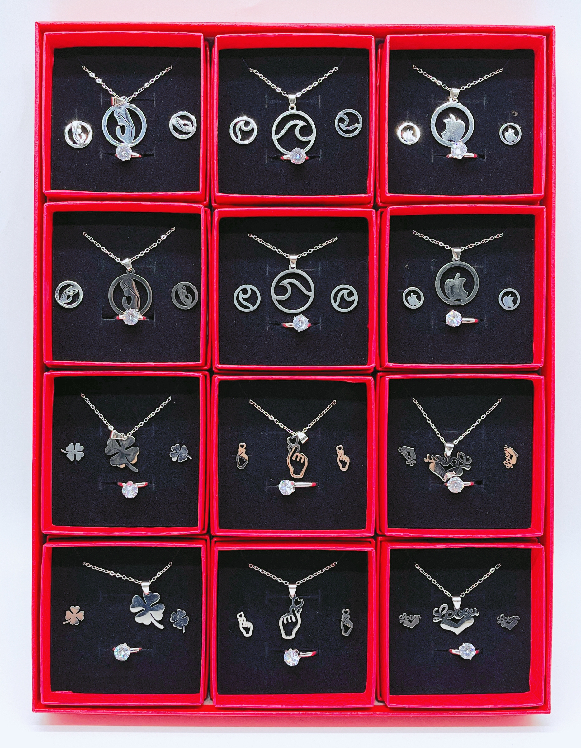 Earring necklace set for women, Korean version, niche design, fresh and sweet country style, flower oil drip necklace Item Picture