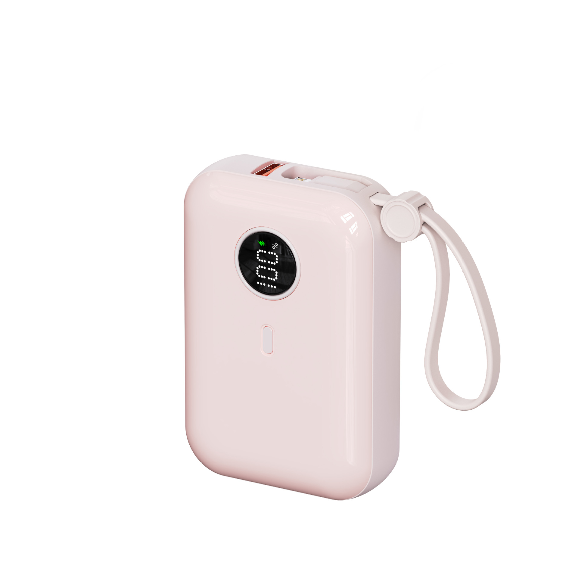 8000mAh 简约女生挂绳充电宝迷你快充便携Type-c户外移动电源真数显 