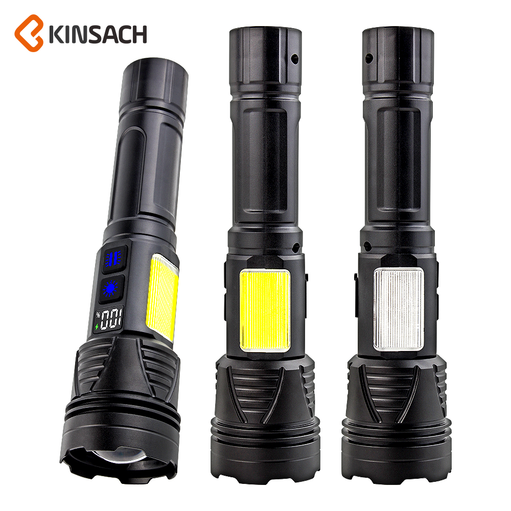KINSACH Star Source Aluminum Alloy plastic Charging 10W White Laser +led+COB flashlight