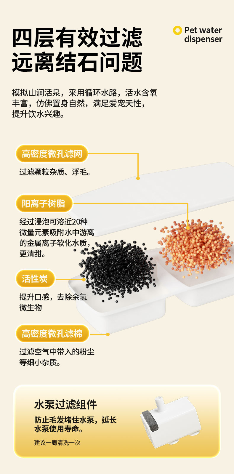 猫咪饮水机,循环过滤流动水宠物自动喂水器,插电喝水器,饮水器详情6