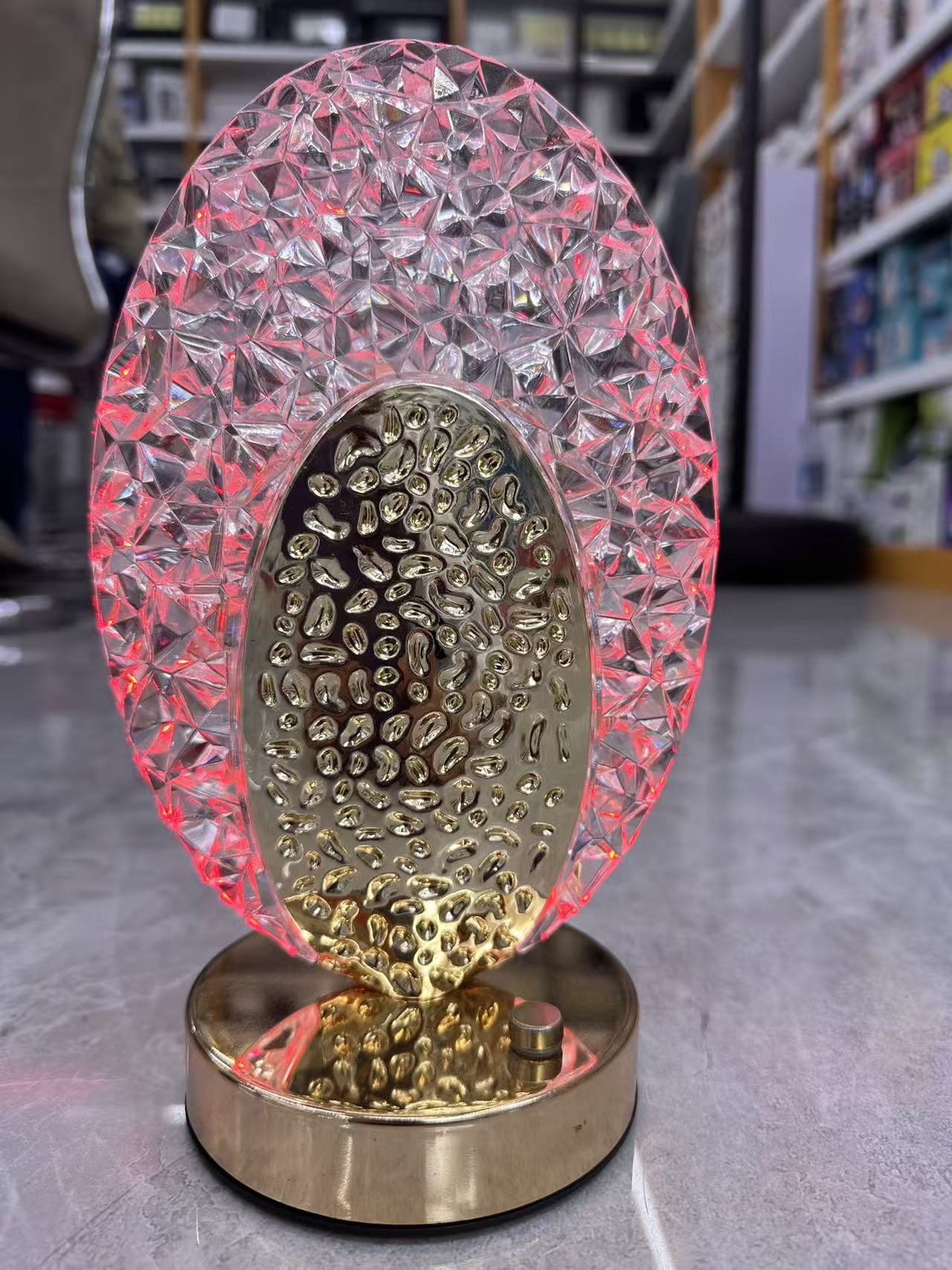 5v rechargeable night light, color battery model, usb charging desktop emergency light, multi-color touch RGB oval crystal small decorative item, pat light Specification image