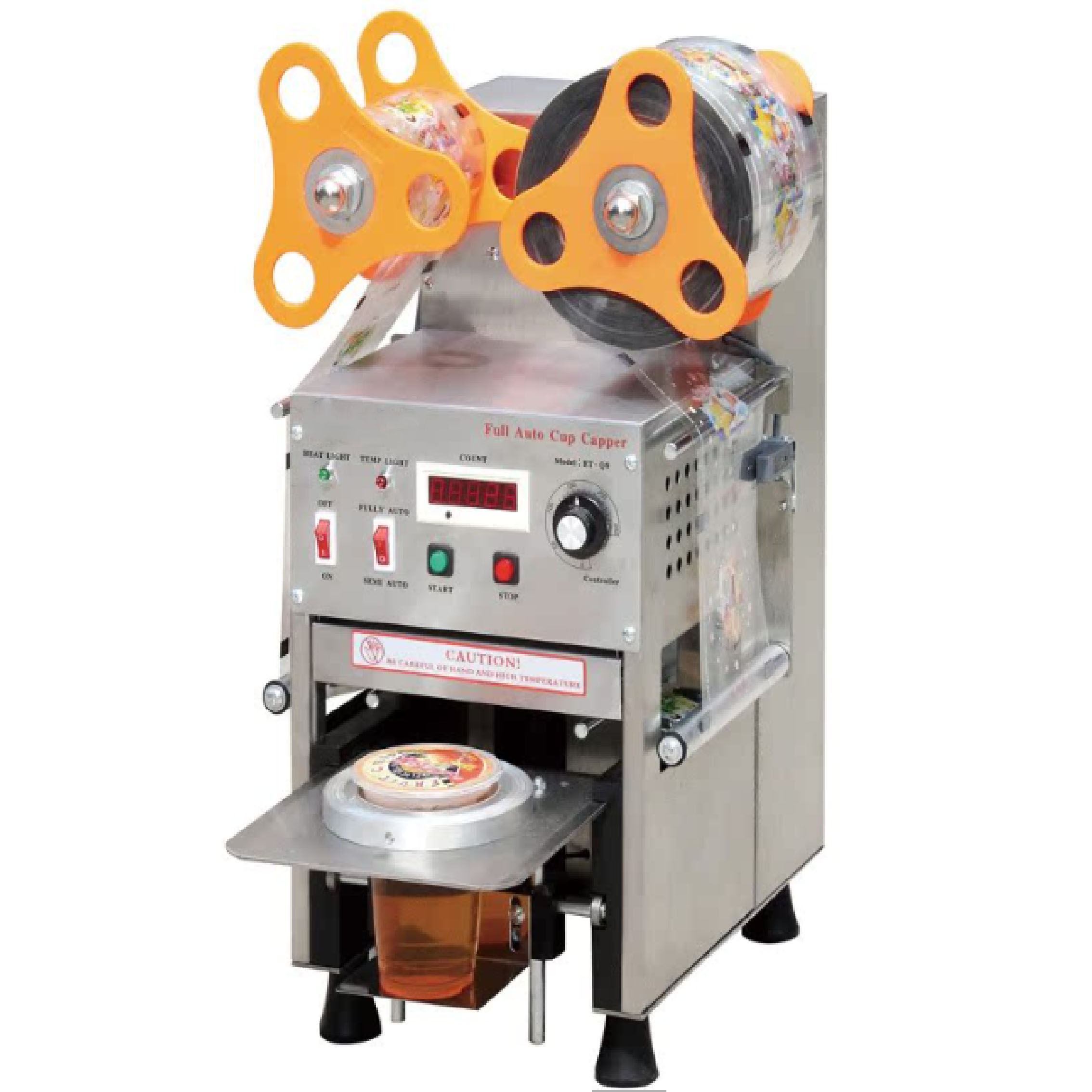 Stainless steel fully automatic sealing machine Q9 digital counting cup sealing machine, milk tea shop beverage 95 sealing machine