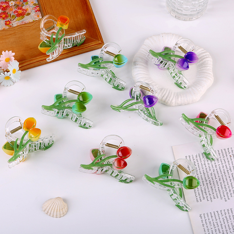 Amazon's best-selling tulip flower cross hairpin, half-tied sweet grab clip, shark clip hair accessory, and ladies' hairpin