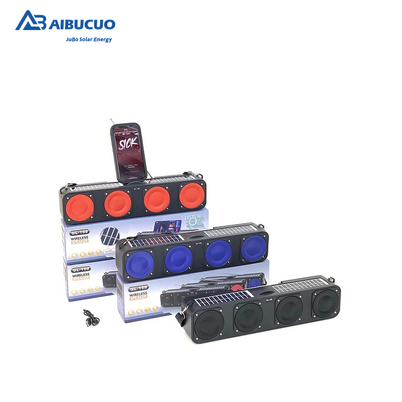 AIBUCUO's new export product, GL-168, is a bestseller in Africa. It features a dual-solar Bluetooth speaker, a dual-speaker subwoofer, a radio, and a high-quality Bluetooth speaker Application Scenario