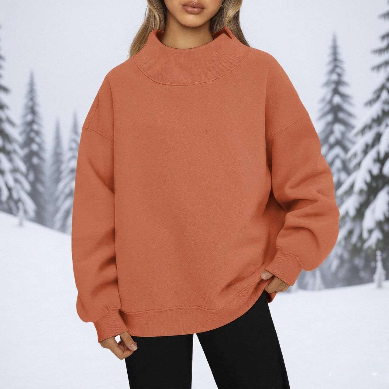 亚马逊2025欧美女式运动衫长袖高领套头运动衫休闲卫衣加绒上衣支持各电商平台定制贴牌加工卫衣外套女运动衣卫衣