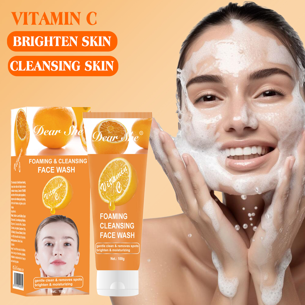 Factory direct sales, customizable in full English Dear she Vitamin C VC Amino Acid Gentle Facial Cleanser, cross-border export wholesale full figure