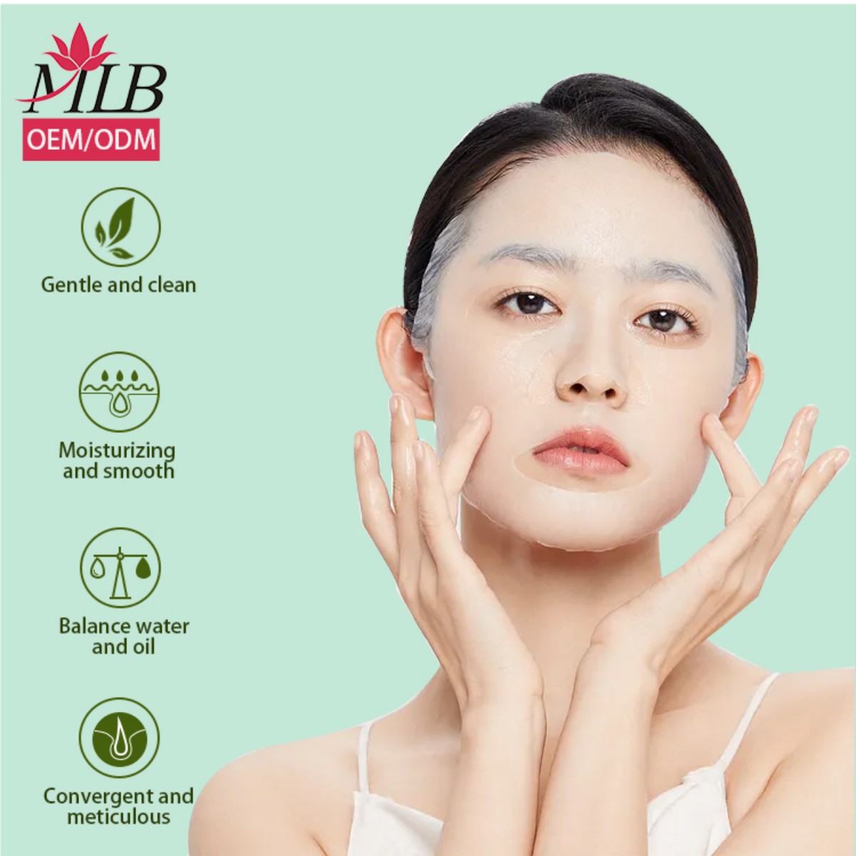 25g Oil-control and purifying green tea mask manufacturer wholesale non-woven/silk mask fabric vegetarian formula facial care beauty bed sheet mask Application Scenario