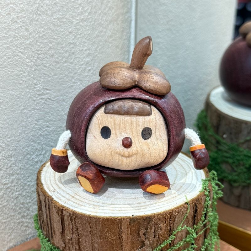 实木山竹妹摆件创意可爱车载摆件 高端礼品日常送礼桌面书房装饰摆件