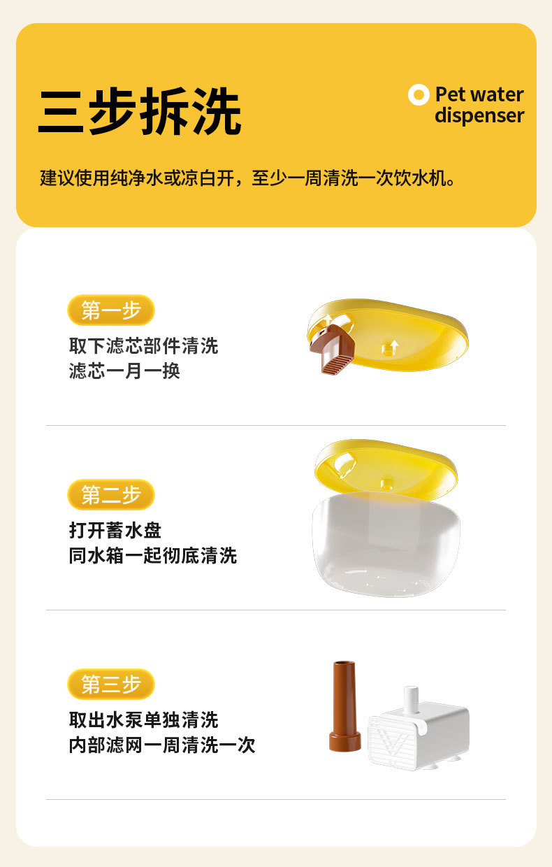猫咪饮水机,循环过滤流动水宠物自动喂水器,插电喝水器,饮水器详情11
