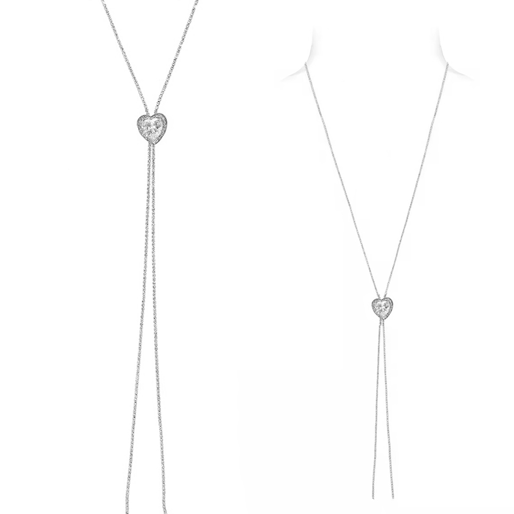 A popular long sweater chain for cross-border trade with sliding adjustment, featuring heart-shaped five-pointed stars, rhinestone and zircon, and full diamonds. It is a shining Amazon trendy necklace accessory