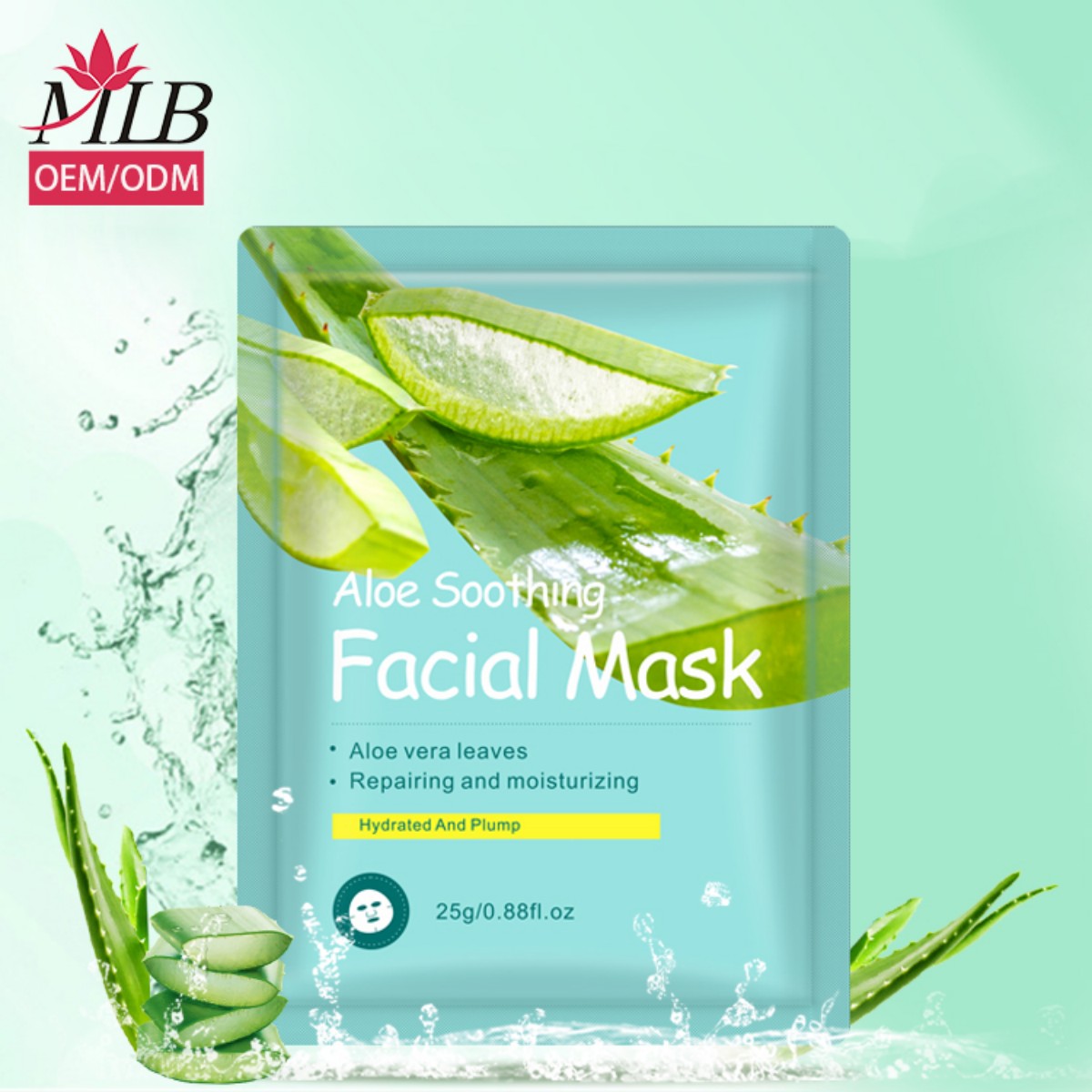 25g Aloe Vera Silk Mask, Korean moisturizing formula wholesale customization, pure cotton silk mask, natural Aloe vera sheet skin care mask