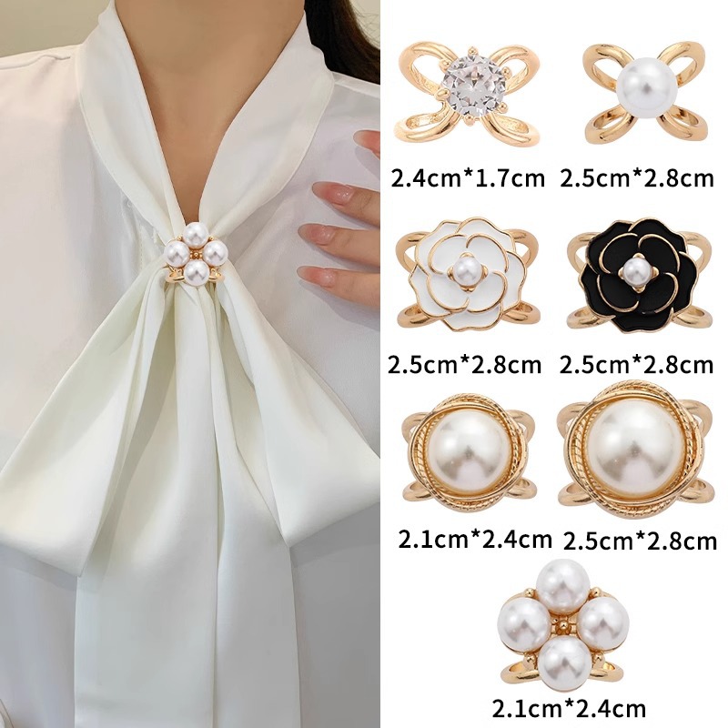 Multi-functional silk scarf button, high-end women's corner button, small square scarf, 2025 new style shirt, ribbon button, bow button