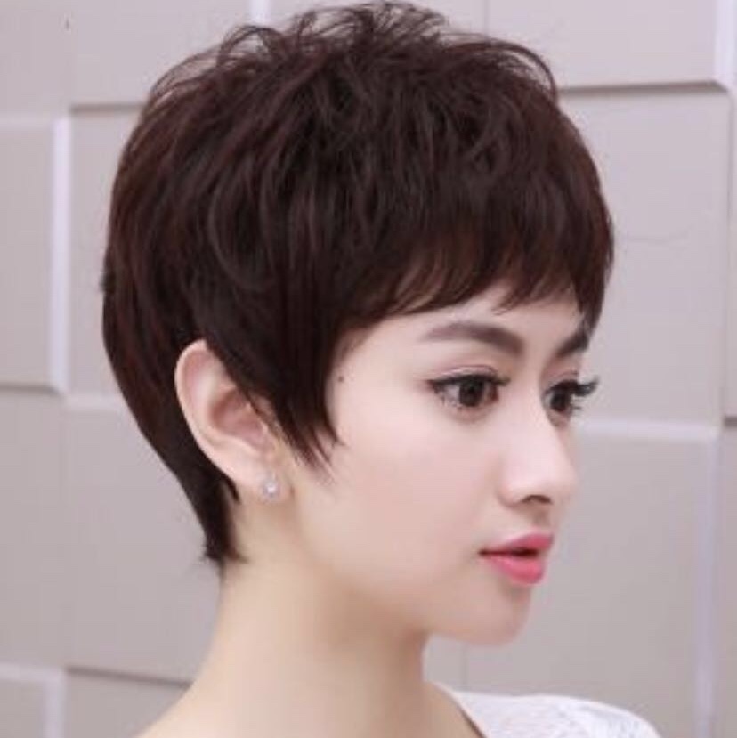 假发女士短款时尚/剪短发发形/假发片女中长产品图