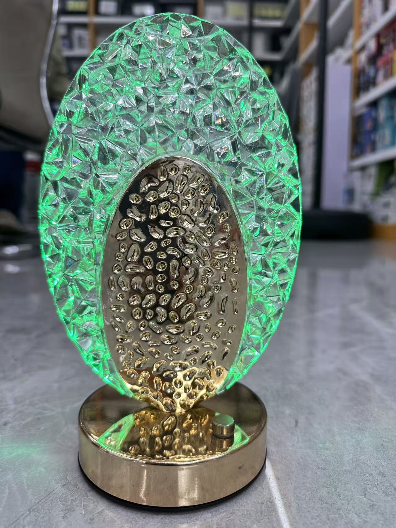 5v rechargeable night light, color battery model, usb charging desktop emergency light, multi-color touch RGB oval crystal small decorative item, pat light details Picture