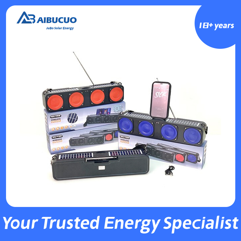 AIBUCUO's new export product, GL-168, is a bestseller in Africa. It features a dual-solar Bluetooth speaker, a dual-speaker subwoofer, a radio, and a high-quality Bluetooth speaker