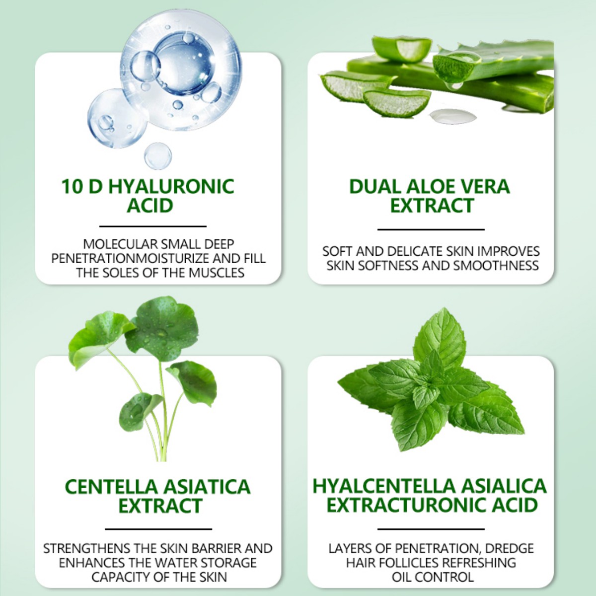 OEM/ODM Water-tight Foam Dense Hydrating Silk Mask - Green - Natural Organic Aloe Vera Moisturizing Beauty Brightening Cleansing and Skin Care Mask Item Picture